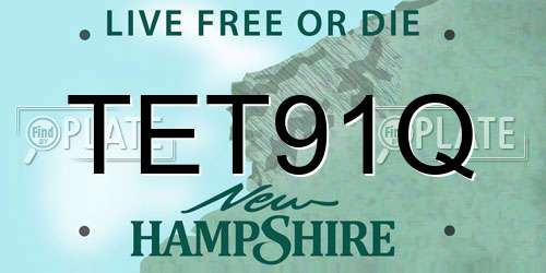 TET91Q New Hampshire License Plate