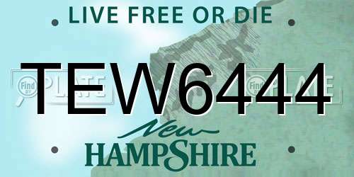 TEW6444 New Hampshire License Plate