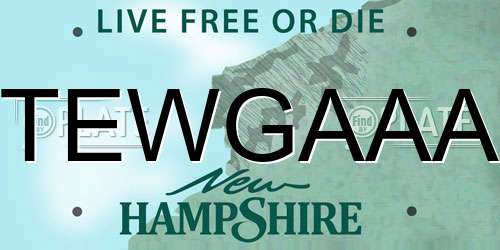 TEWGAAA New Hampshire License Plate