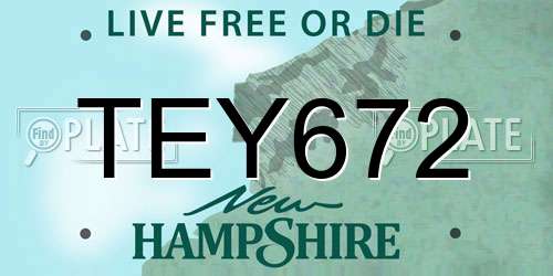 TEY672 New Hampshire License Plate