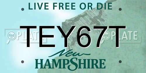 TEY67T New Hampshire License Plate