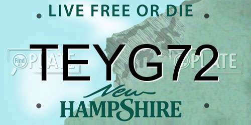 TEYG72 New Hampshire License Plate