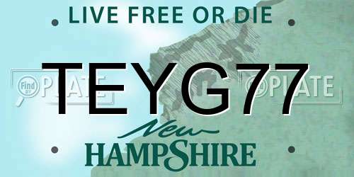 TEYG77 New Hampshire License Plate