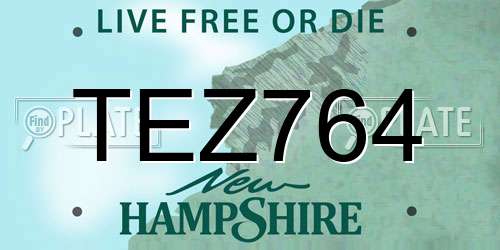 TEZ764 New Hampshire License Plate