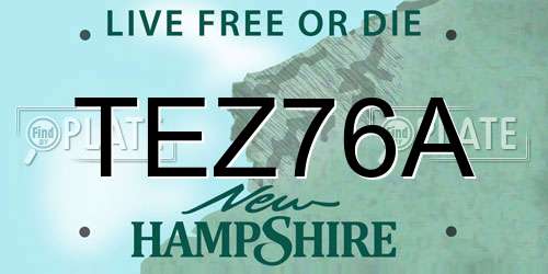 TEZ76A New Hampshire License Plate