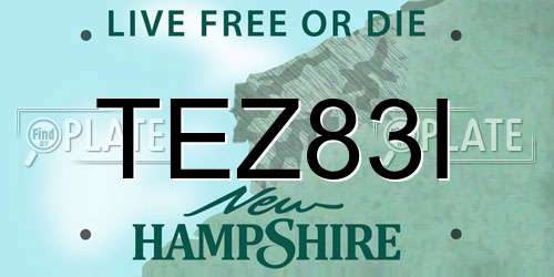 TEZ83I New Hampshire License Plate