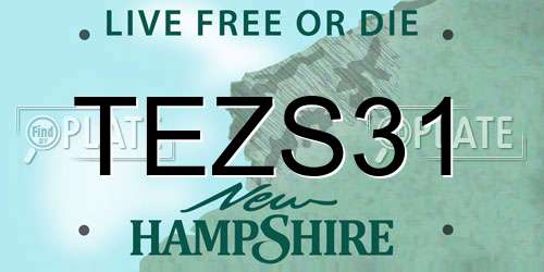TEZS31 New Hampshire License Plate