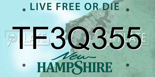TF3Q355 New Hampshire License Plate