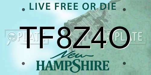TF8Z4O New Hampshire License Plate