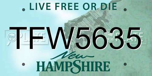 TFW5635 New Hampshire License Plate