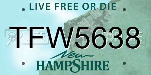 TFW5638 New Hampshire License Plate