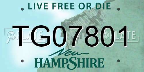 TG07801 New Hampshire License Plate