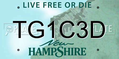 TG1C3D New Hampshire License Plate
