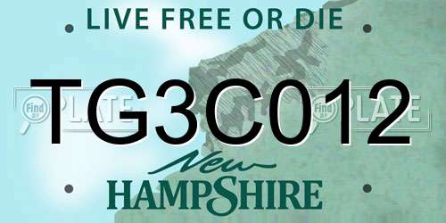 TG3C012 New Hampshire License Plate