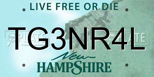 TG3NR4L New Hampshire License Plate