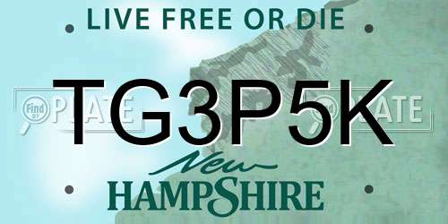 TG3P5K New Hampshire License Plate