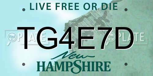 TG4E7D New Hampshire License Plate