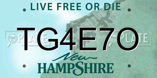 TG4E7O New Hampshire License Plate