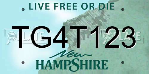 TG4T123 New Hampshire License Plate