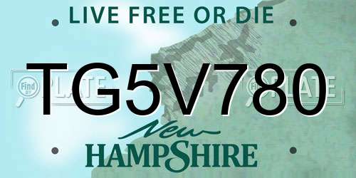 TG5V780 New Hampshire License Plate