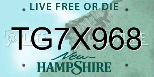 TG7X968 New Hampshire License Plate