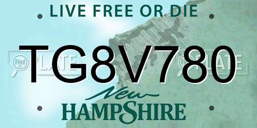 TG8V780 New Hampshire License Plate