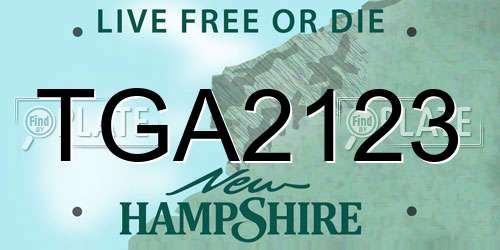 TGA2123 New Hampshire License Plate