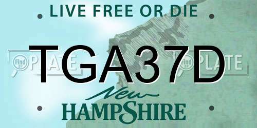 TGA37D New Hampshire License Plate