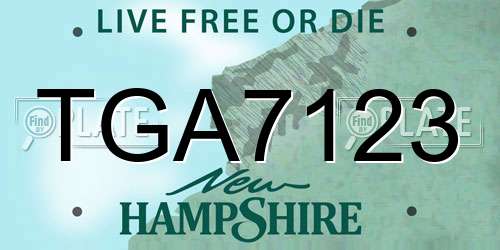 TGA7123 New Hampshire License Plate