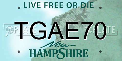 TGAE70 New Hampshire License Plate