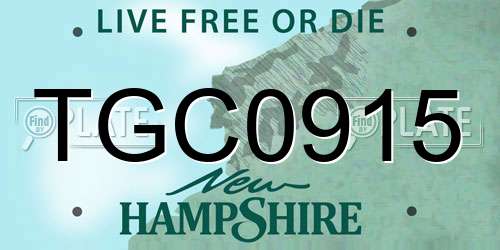 TGC0915 New Hampshire License Plate
