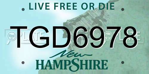 TGD6978 New Hampshire License Plate
