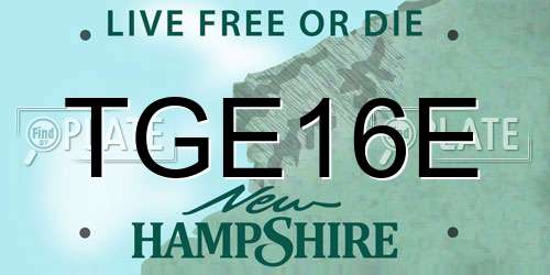 TGE16E New Hampshire License Plate