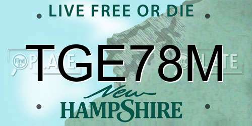 TGE78M New Hampshire License Plate