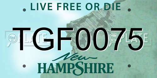 TGF0075 New Hampshire License Plate