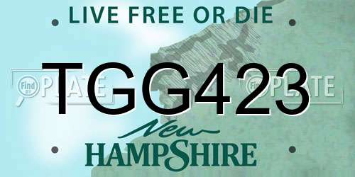 TGG423 New Hampshire License Plate