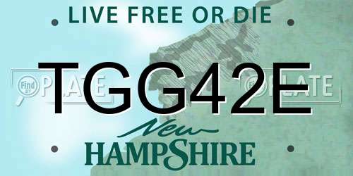 TGG42E New Hampshire License Plate