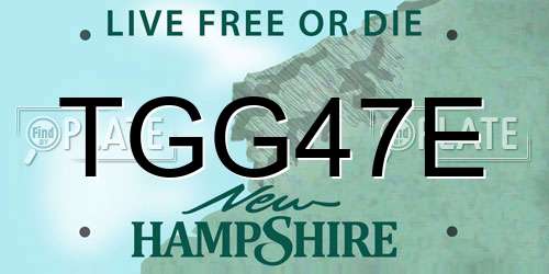 TGG47E New Hampshire License Plate