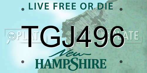 TGJ496 New Hampshire License Plate