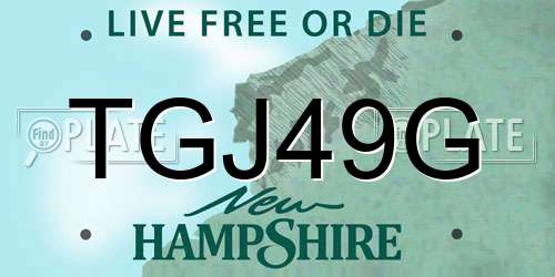 TGJ49G New Hampshire License Plate