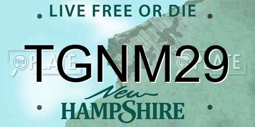 TGNM29 New Hampshire License Plate