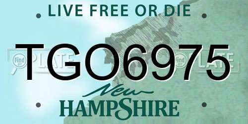 TGO6975 New Hampshire License Plate