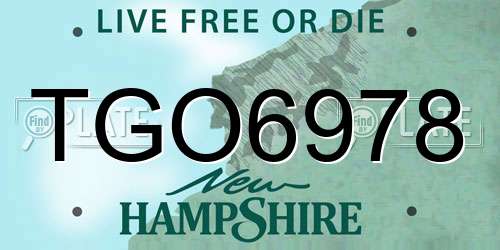 TGO6978 New Hampshire License Plate