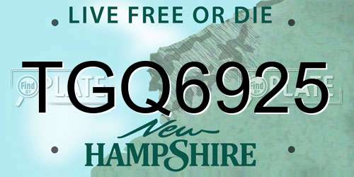TGQ6925 New Hampshire License Plate
