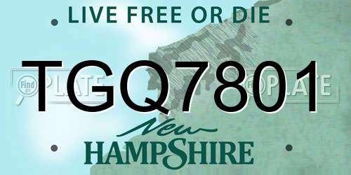 TGQ7801 New Hampshire License Plate