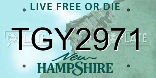 TGY2971 New Hampshire License Plate