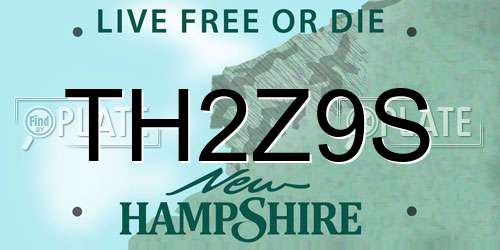TH2Z9S New Hampshire License Plate
