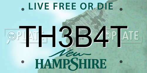 TH3B4T New Hampshire License Plate