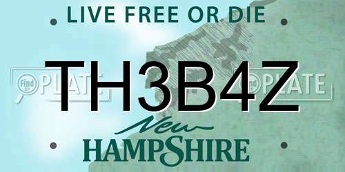 TH3B4Z New Hampshire License Plate