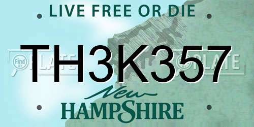 TH3K357 New Hampshire License Plate